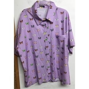 Ladies Size 4XL SHEIN Curve Butterfly Themed Button Up Blouse